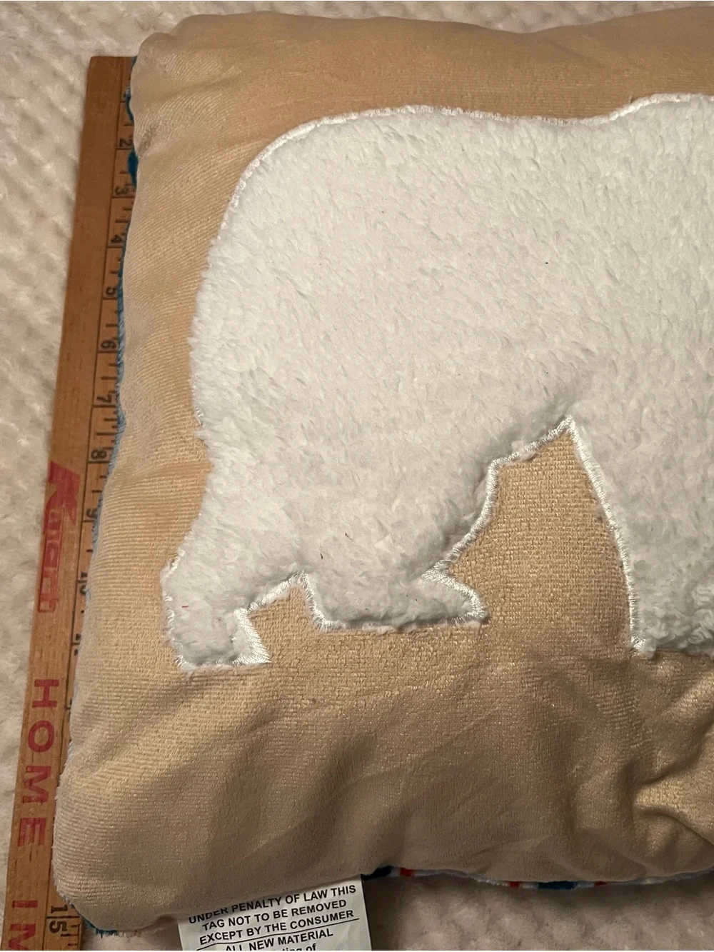 Plush Polar Bear Winter Throw Pillow in Cream and White
